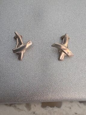 Tiffany And Co. 925 Silver Paloma Picasso Crossed Ribbon Clip-On Earrings